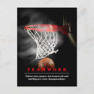 Mannschaftsarbeit Basketball Motivierend Inspirier Postkarte