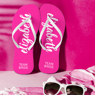 Mannschaftsbrücke Personalisiert, rosa und weiß Badesandalen