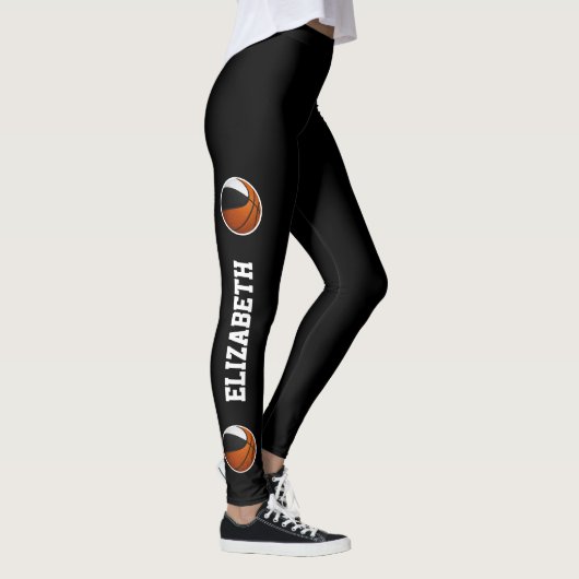 Mannschaftsfarben Basketballtext oder Beinschwarz Leggings (Rechts)