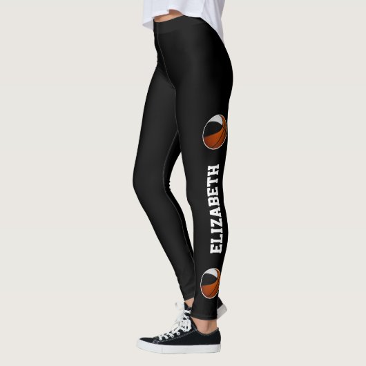 Mannschaftsfarben Basketballtext oder Beinschwarz Leggings (Links)