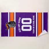 Mannschaftsfarben und Mascot Personalisiertes Stra Strandtuch (Vorderseite)