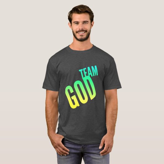 Mannschaftsgott T - Shirt in grün-gelb-Schriftart (Vorne ganz)