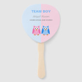 Mannschaftsjunge oder Team Girl Owl Gender Reveal Fächer (Rückseite)
