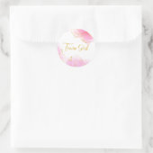 Mannschaftsmädchen Rosa und Gold Runder Aufkleber (Tasche)