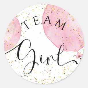 Mannschaftsmädchengeschlecht enthüllt Aquarellenro Runder Aufkleber