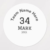Mannschaftsname hinzufügen Spielername Datum Sport Etiketten (Design 1)