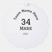 Mannschaftsname hinzufügen Spielername Datum Sport Ornament Karte (Vorderseite)
