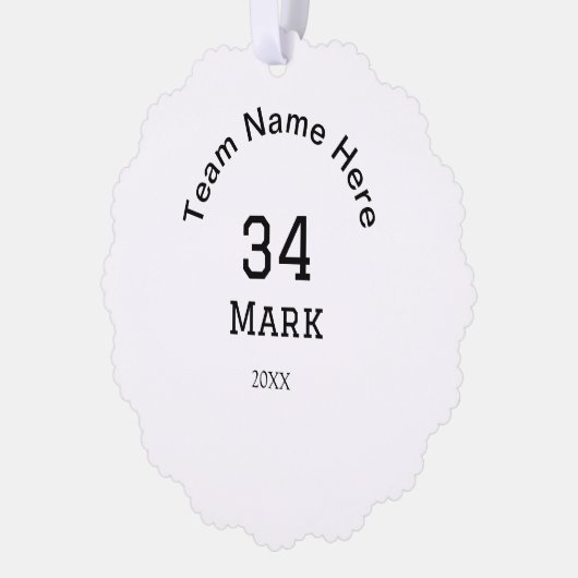 Mannschaftsname hinzufügen Spielername Datum Sport Ornament Karte (Links)