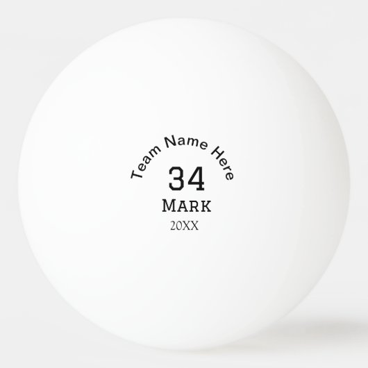 Mannschaftsname hinzufügen Spielername Datum Sport Tischtennisball (Vorderseite)