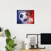 Mannschaftsname Rot-Blau-Mädchen Fußball Tor Poster (Heimbüro)