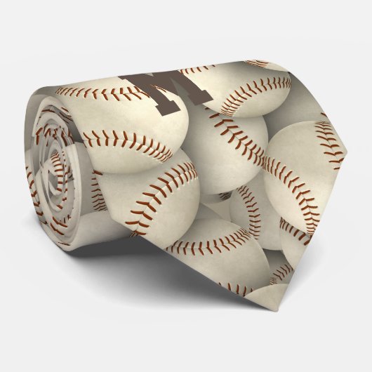 Mannschaftssport mit Monogramm Baseball-Softball Krawatte (Gerollt)