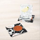 Mannschaftssportbälle Rechteckiger Pappuntersetzer (Vor Ort)