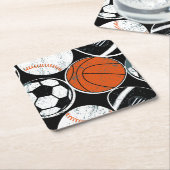 Mannschaftssportbälle Rechteckiger Pappuntersetzer (angewinkelt)