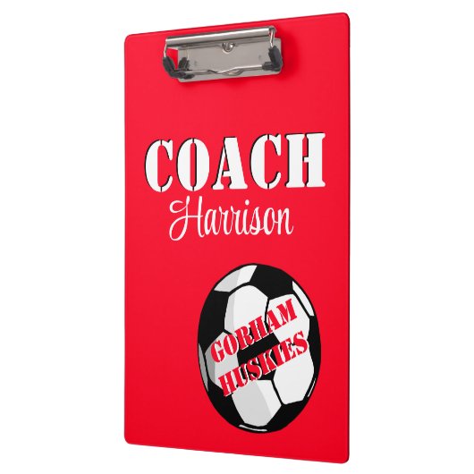 Mannschaftstrainer Rot und Weiß Fußball Personalis Klemmbrett (Links)