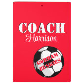 Mannschaftstrainer Rot und Weiß Fußball Personalis Klemmbrett (Rückseite)