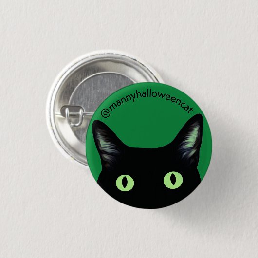 Manny Halloween-Katzen-Button Button (Vorne & Hinten)