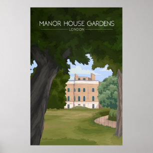 Manor House Gardens London Reiseplakat Poster
