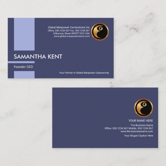 Manpower Consultant für blaue vertikale Streifen Visitenkarte (Vorne/Hinten)