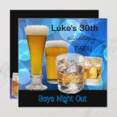 Mans 30. Geburtstag Blue Drinks Bierjungen Nacht Einladung (Vorne/Hinten)