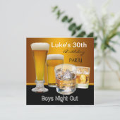 Mans 30. Geburtstag Party Drinks Bierjungen Nacht Einladung (Stehend Vorderseite)