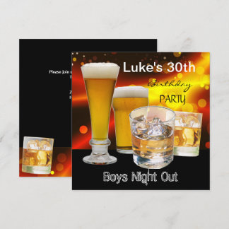 Mans 30. Geburtstag Party Drinks Bierjungen Nacht Einladung