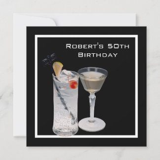 Mans 50. Geburtstagsparty Black Silver Drinks Einladung