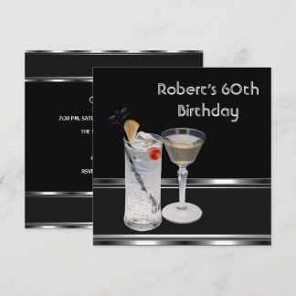 Mans 60. Geburtstagsparty Black Silver Drinks Einladung