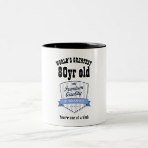 Mans 80. Geburtstagsgeschenk Weltbest angepasst Zweifarbige Tasse