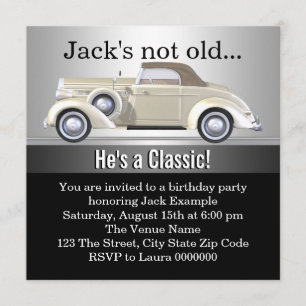 Mans Antique Car Geburtstagsparty Einladung