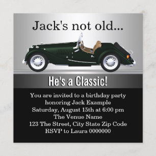 Mans Antique Car Geburtstagsparty Einladung