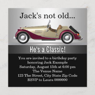 Mans Antique Car Geburtstagsparty Einladung