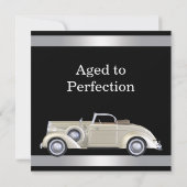 Mans Antique Car Geburtstagsparty Einladung (Rückseite)