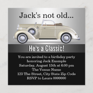 Mans Antique Car Geburtstagsparty Einladung