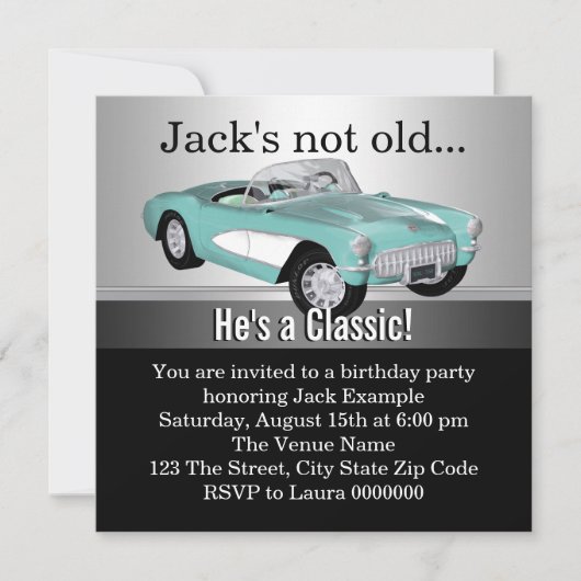 Mans Antique Car Geburtstagsparty Einladung (Vorderseite)