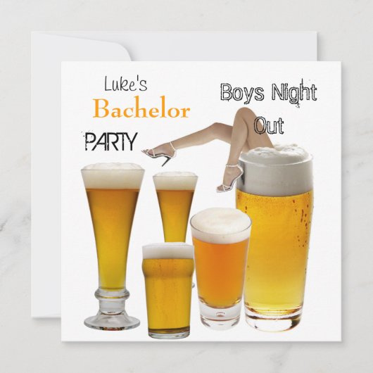 Mans Bachelor Party Beer Boys Night Legs Einladung (Vorderseite)