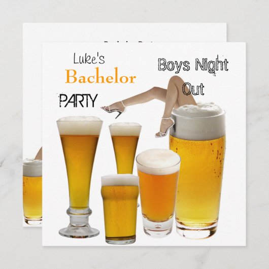 Mans Bachelor Party Beer Boys Night Legs Einladung (Vorne/Hinten)