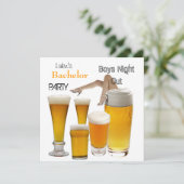 Mans Bachelor Party Beer Boys Night Legs Einladung (Stehend Vorderseite)