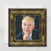 Mans Birthday Party Foto Crown Gold Art Deco Einladung (Rückseite)
