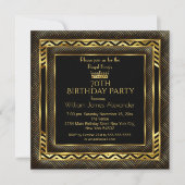 Mans Birthday Party Foto Crown Gold Art Deco Einladung (Vorderseite)