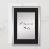 Mans Black Silver Retirement Party Einladung (Vorderseite)