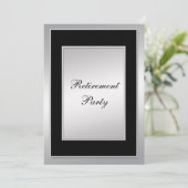 Mans Black Silver Retirement Party Einladung (Stehend Vorderseite)