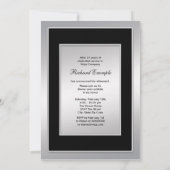 Mans Black Silver Retirement Party Einladung (Rückseite)