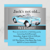 Mans Blue Antique Car Geburtstagsparty Einladung (Vorne/Hinten)