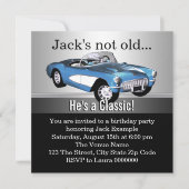 Mans Blue Antique Car Geburtstagsparty Einladung (Vorderseite)