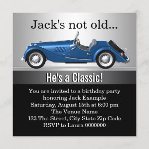 Mans Classic Auto Geburtstagsparty Einladung