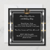 Mans EleganBlack Silver Birthday Prince King Einladung (Rückseite)