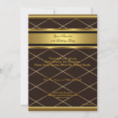 Mans Eleganbraun Gold Geburtstagsparty Mens Einladung (Rückseite)