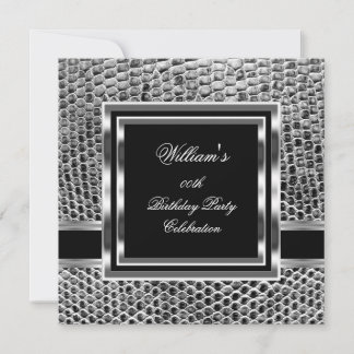 Mans Elegante Black Silver Geburtstagsparty Mens Einladung