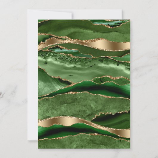 Mans Emerald Green Gold Agate Birthday Party Einladung (Rückseite)