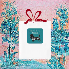 Mans Forever Friend Dog Folk Kunst, Dichtung und M Quadratischer Aufkleber